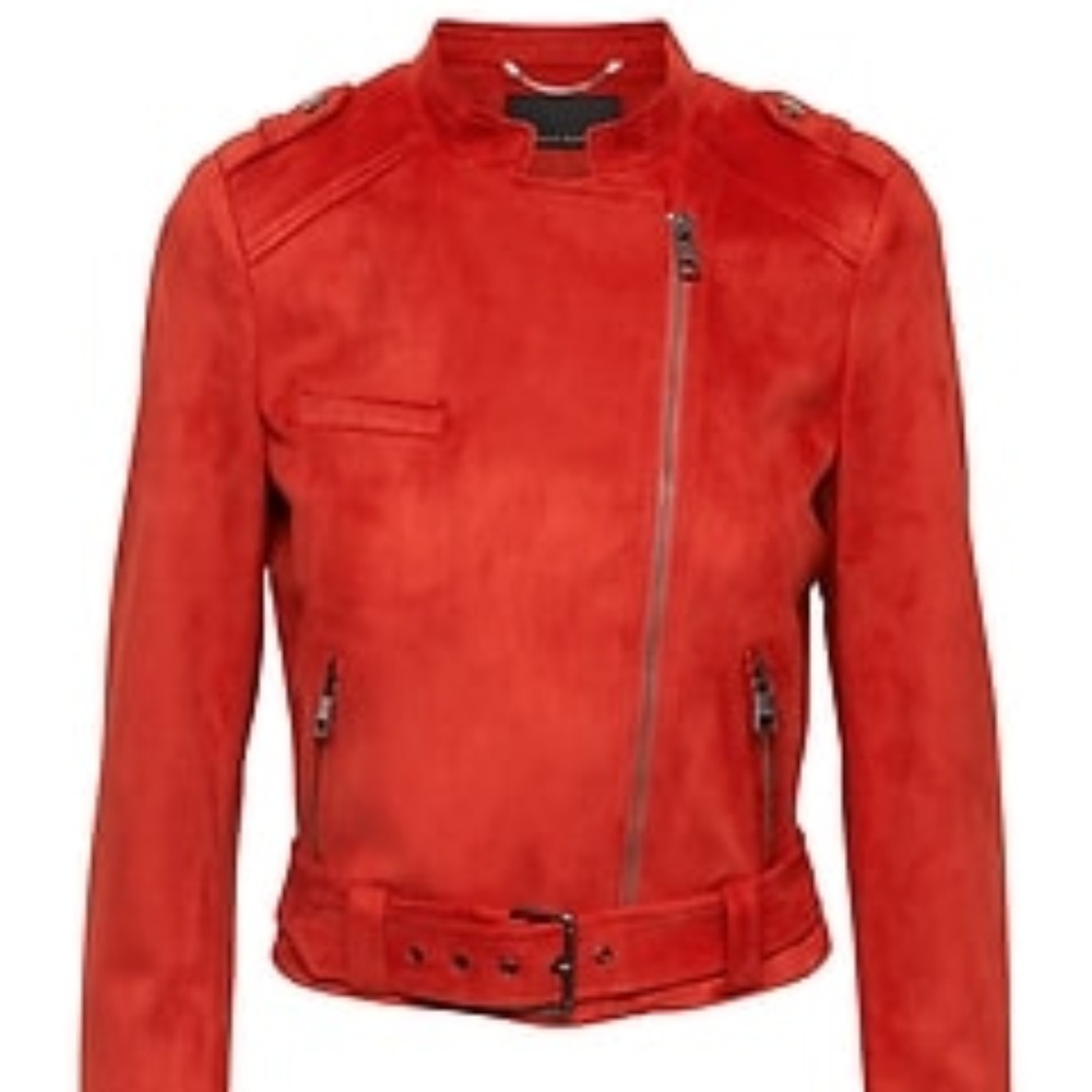 Cropped Moto Vegan Suede Jacket